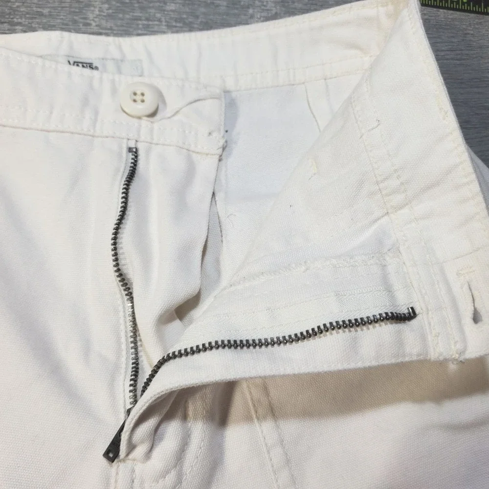 Vans Clark City High Waisted Canvas Utility Shorts Womens 25 Marshmallow Cream